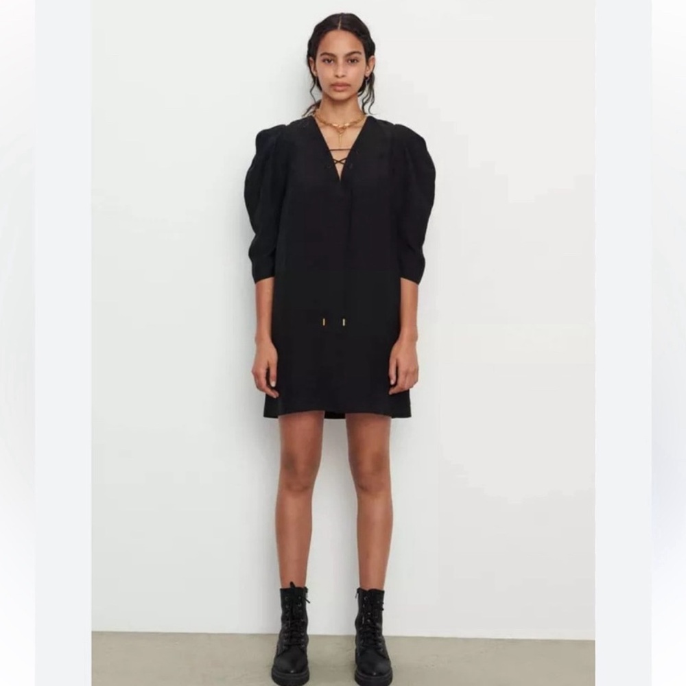 ba&sh Black Viscose and Linen Dress.